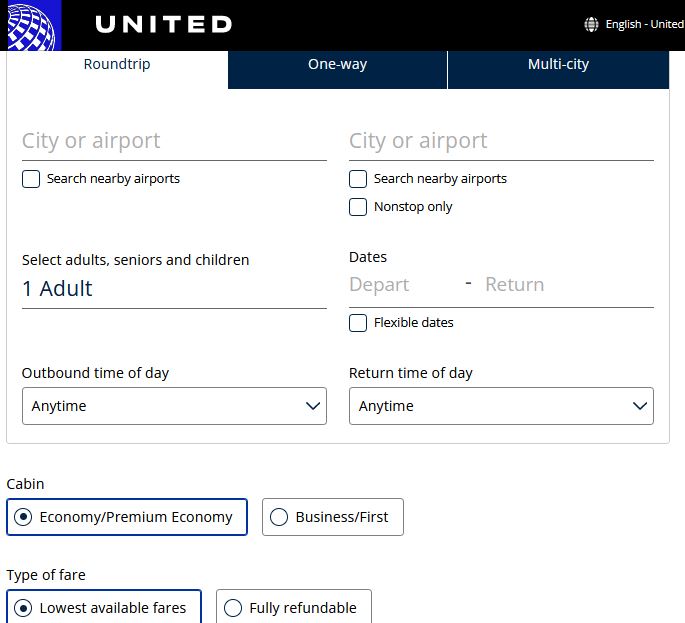 united low fare calendar