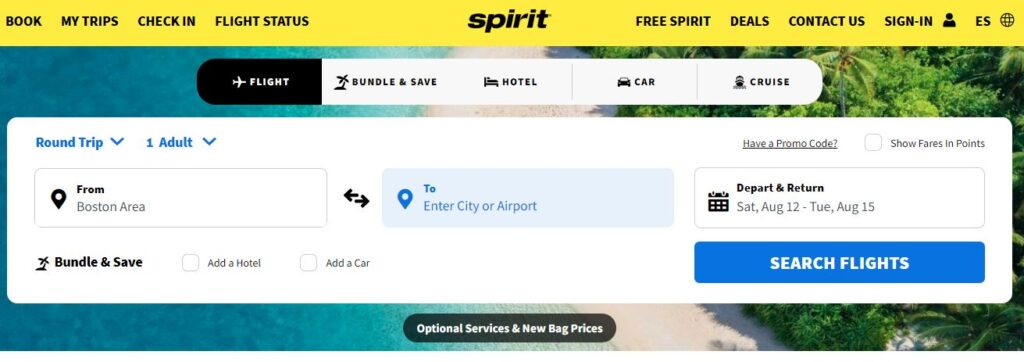 spirit airlines low fare calender